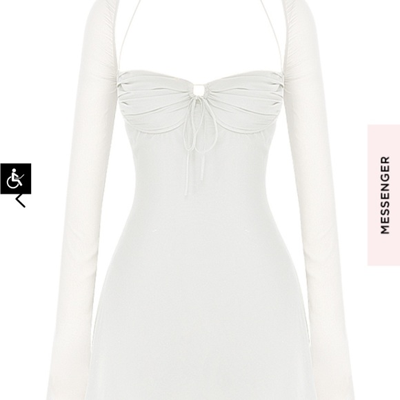 **SOLD** HOUSE OF CB Babydoll Ivory Chiffon Halter Mini Dress - Picture 5 of 8